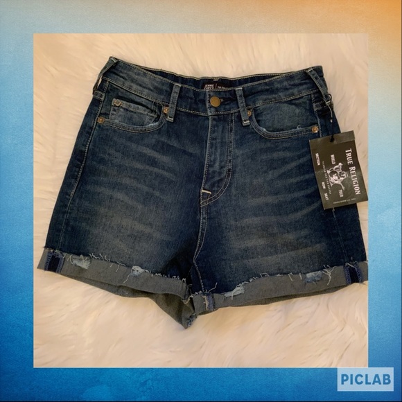 True Religion Jennie Curvy High Rise Shorts NWT 27 - Picture 1 of 14